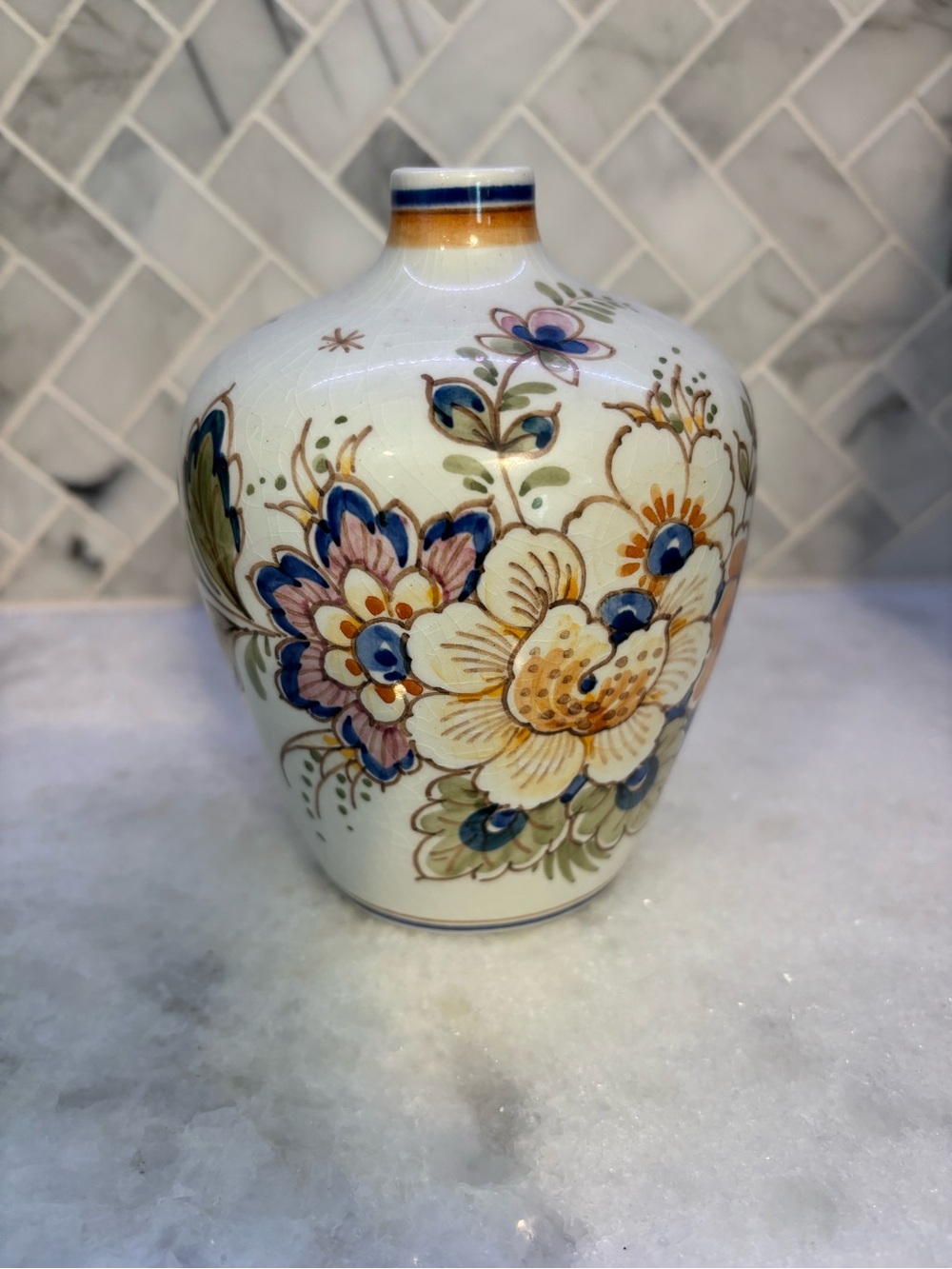 Vintage Delft glazed vase